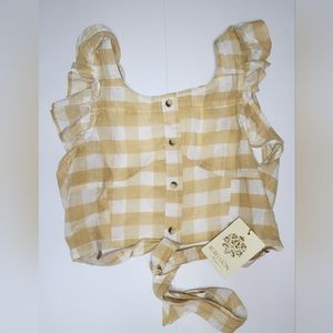 NWT Boho Back-Wrap Tie Crop Top XS | Flirty Open Back Festival Style